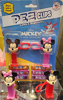 Mickey and Minnie Mouse mini Pez Clips