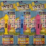 (image for) Peeps Yellow, Blue and Pink Chicks Pez Mint on Blue Card with Blueberry Pez Candy