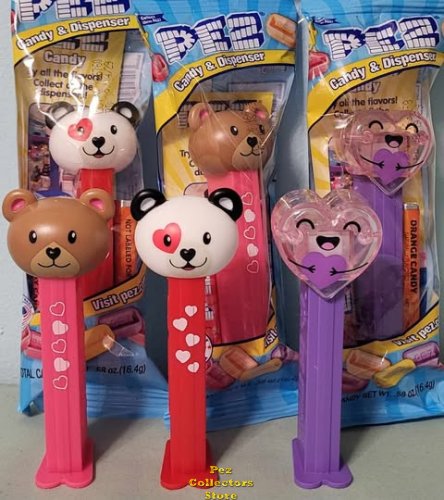 (image for) Valentine's Day 2025 Set of 3 Pez with Crystal Hugging Heart and Printed Stem Bears MIB