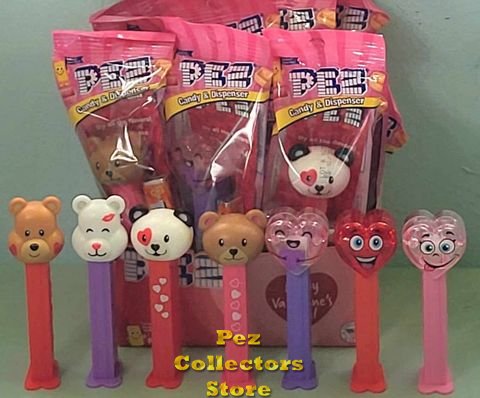 (image for) Valentine's Day 2025 Set of 7 Pez with Crystal Hugging Heart and Printed Stem Bears MIB