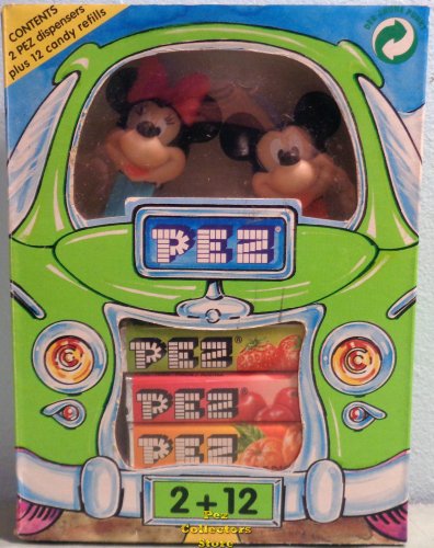 (image for) 2 + 12 Green Car Box with Minnie and Mickey Pez