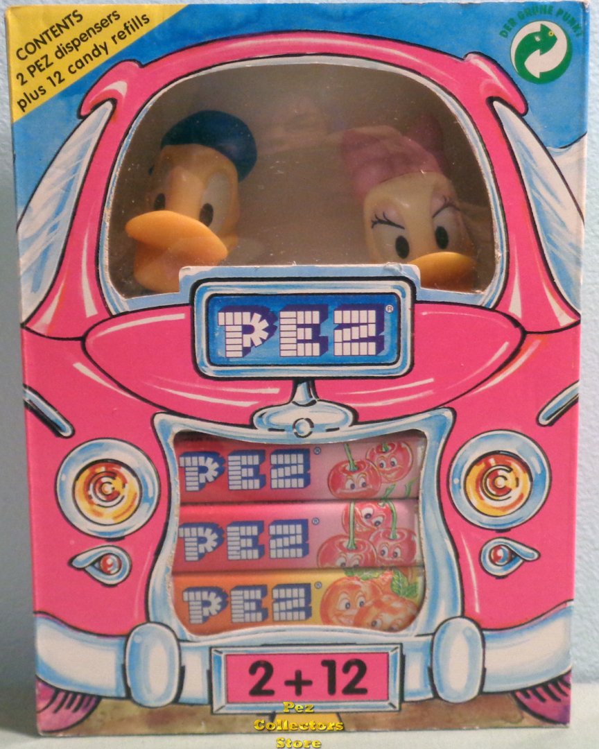 (image for) 2 + 12 Pink Car Box with Donald and Daisy Pez