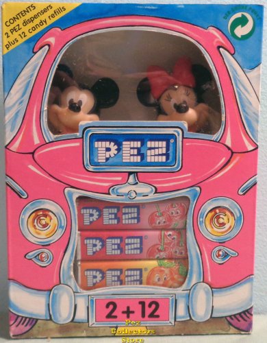 (image for) 2 + 12 Pink Car Box with Mickey and Minnie Pez