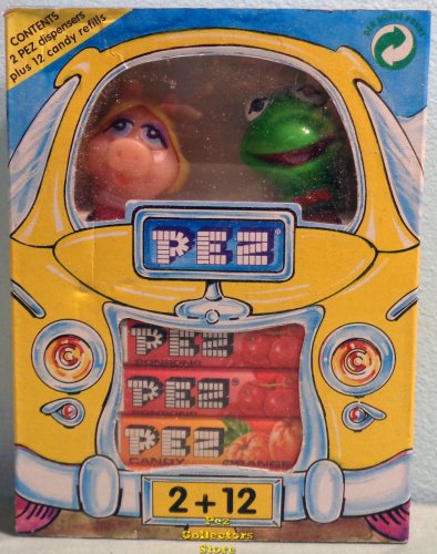 (image for) 2 + 12 Yellow Car Box with Miss Piggy and Kermit Pez