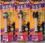 (image for) Halloween Pez Baby Vampire, Bat, Witch on White GITD Stems MOC