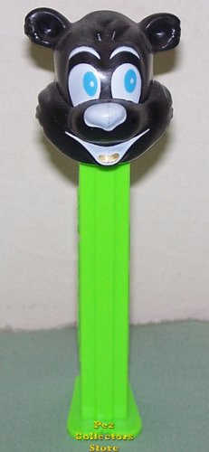 (image for) Misfit Icee Bear Pez Black Face on Neon Green Stem Gold Tongue