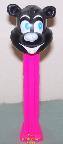 (image for) Misfit Icee Bear Pez Black Face on Neon Pink Stem Gold Tongue