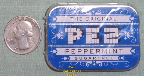 (image for) Blue and White Pez Tin with Sugar Free Peppermint Candy