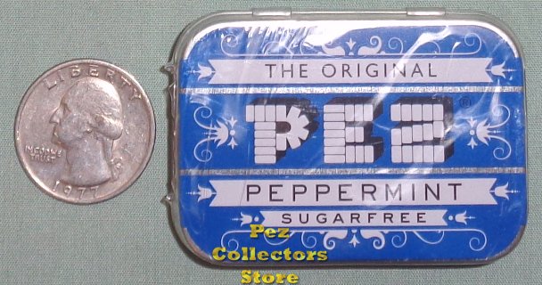 (image for) Blue and White Pez Tin with Sugar Free Peppermint Candy