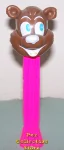 (image for) Misfit Icee Bear Pez Brown Face on Neon Pink Stem Gold Tongue