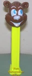 (image for) Misfit Icee Bear Pez Brown Face on Neon Yellow Stem Gold Tongue