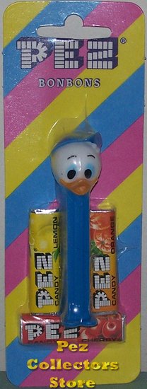 (image for) Nephew Dewey Blue Cap Pez Mint on European Striped Card