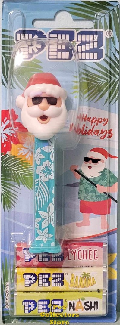 (image for) European Exclusive Summer Santa Hawaiian Printed Stem Ltd. Ed Pez MOC