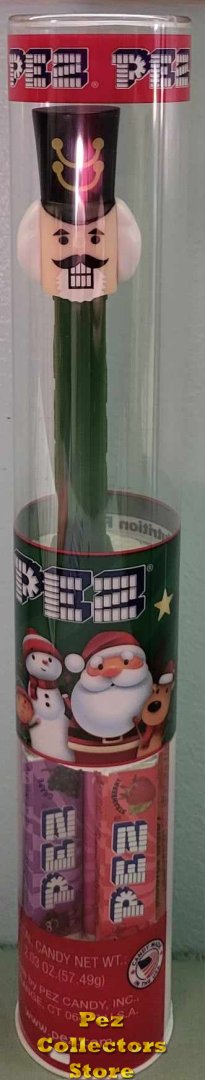 (image for) 2024 Christmas Nutcracker Soldier Pez Green Stem Triangle Eyebrows Mint in Tube