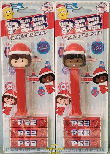 (image for) Limited Edition Exclusive Holiday Light and Dark Skin Pez Presenter Girls MOC