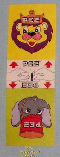 (image for) Lion and Elephant Double Square Vingage Pez Stickers