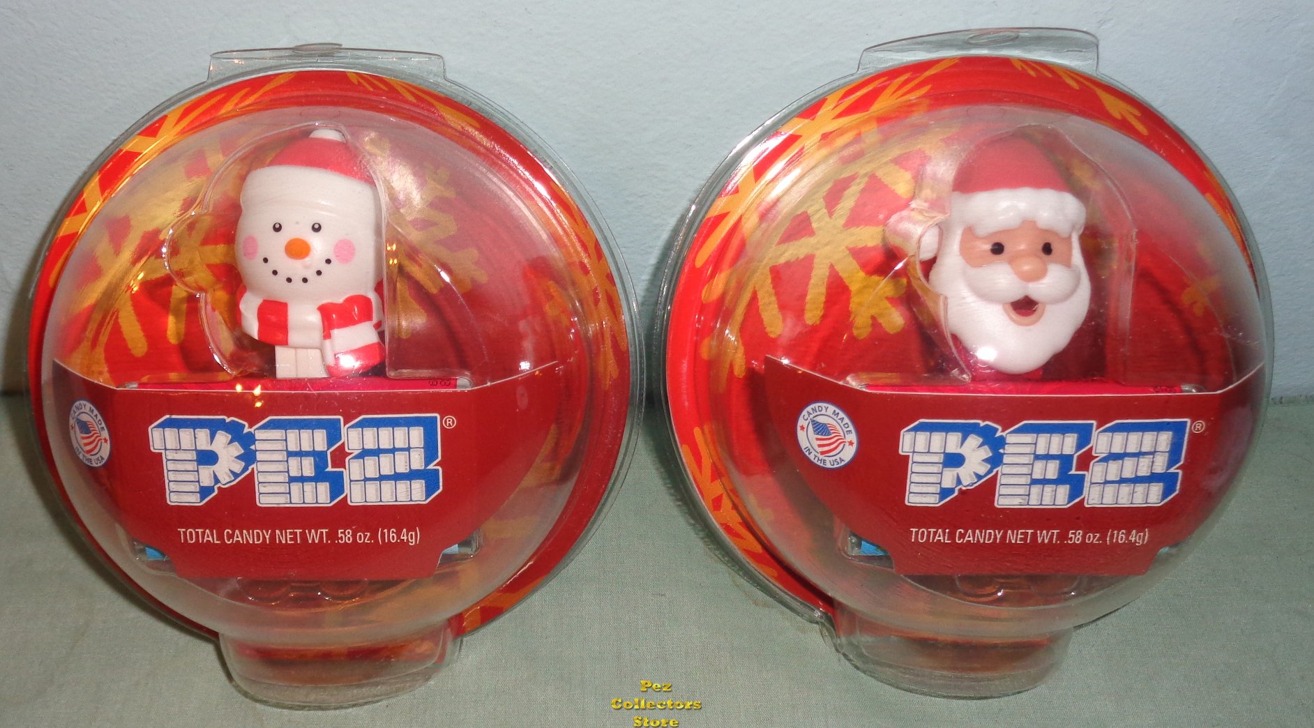 (image for) 2021 Mini Snowman and Mini Santa Pez Ornaments