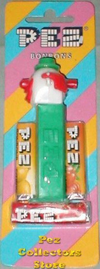 (image for) MMM Clown Pez on Green Stem Mint on Striped Card