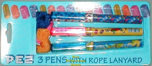 (image for) 2002 Pez Pens Set of 3 with Rope Lanyard - MOC!