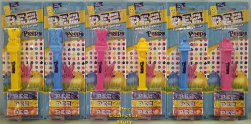 (image for) Peeps Yellow, Blue and Pink Bunnies and Chicks Pez Set of 6 MOC