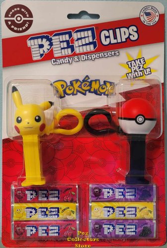 (image for) Pokemon Pikachu and Pokeball Mini Pez Backpack Clips MOC