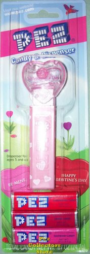 (image for) 2008 Pink Crystal Heart Pez - Red Block Font HVD MOC