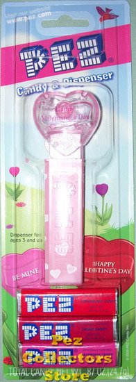 (image for) 2008 Pink Crystal Heart Pez - Red Block Font HVD MOC