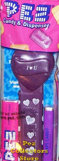 (image for) 2005 Purple Valentines Heart Pez - Italic Font I Heart U MIB