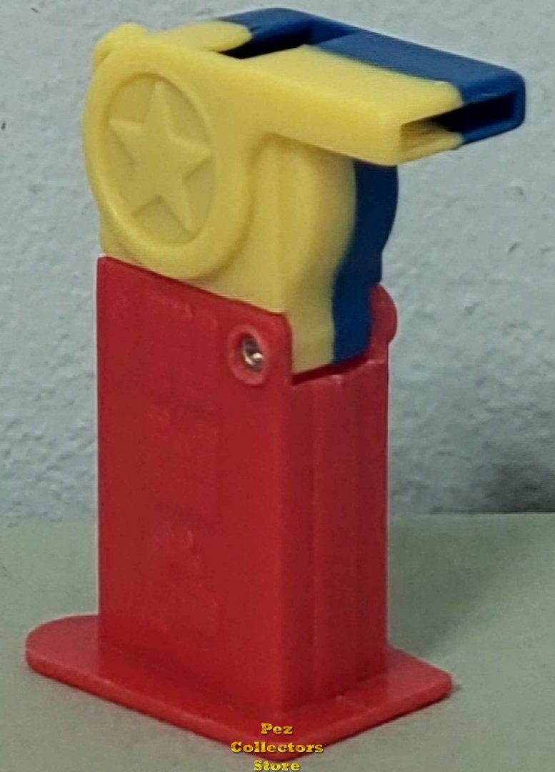 (image for) Pez Party Favor Coach Whistle Blue with Yellow Loop on a Red Stem Loose