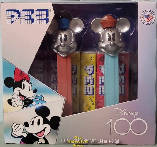 (image for) Disney 100 Yrs Retro Mickey and Minnie Platinum Pez Twin Pack