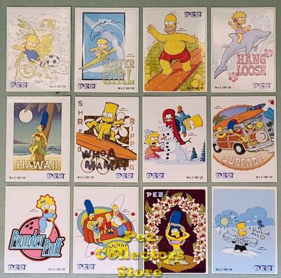 (image for) Set of 12 2007 Simpsons PEZ Stickers - European Inserts