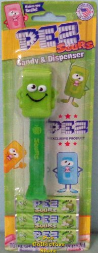 (image for) Exclusive Sours Green Apple Candy Brick Mascot Pez MOC Retired