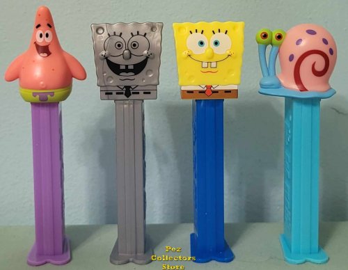 (image for) SpongeBob 25th Anniversary Silver SpongeBob and Gary Exclusive PEZ set Loose SOS