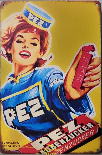 (image for) Metal Traubenzucker PEZ Girl Advertising Sign 8" x 12"