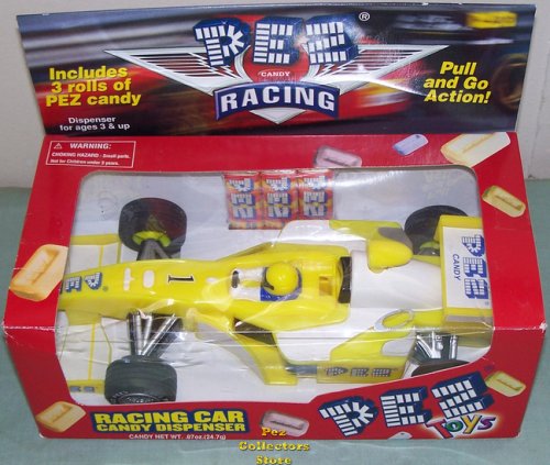 (image for) Yellow Pez Indy Style Race Car Pull-n-Go Action