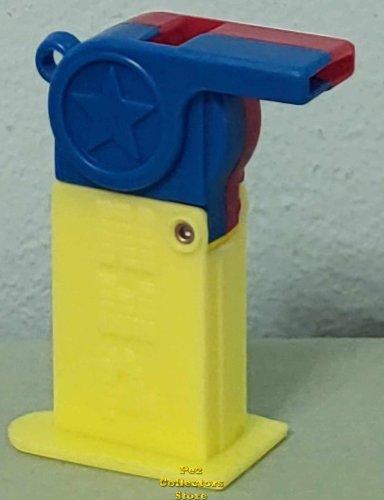 (image for) Pez Party Favor Coach Whistle Red with Blue Loop on a Yellow Stem Loose