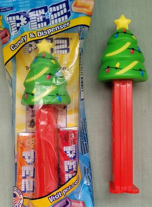 Christmas Tree (Red Stem) PEZ Dispenser & Candy, Christmas