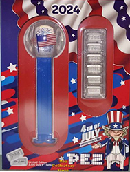 PAMP Suisse July 4 USA Flag on Blue Stem with Silver Candy Bricks